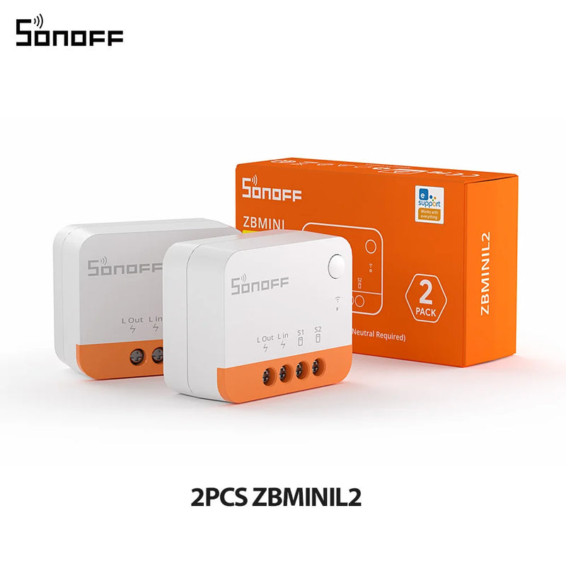 1-10PCS SONOFF ZBMINIL2 Zigbee 3.0 No Neutral Wire Needed Smart Switch Tiny Size Two-Way Control via EWeLink Google Alexa Alice