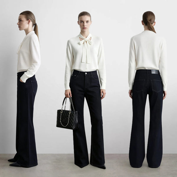 Amii Flare Jeans Cotton Slim Fit Commuter Versatile Womens Casual Long Denim Trousers 2026 Autumn Pants Woman Clothing12643091