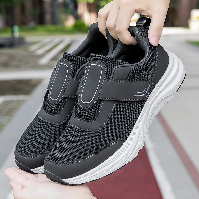 Men's Adjustable Easy Top Wings Diabetic Shoes Sporty Walking Sneakers for Elderly Soft Comfort Hook & Loop Open Shoes Sports