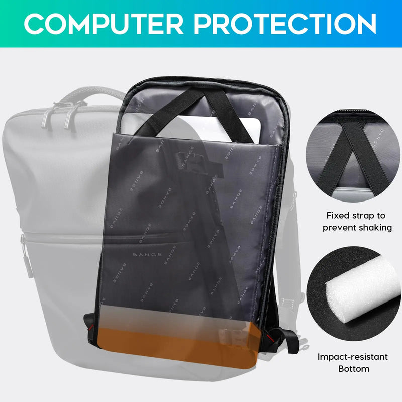 BANGE Anti-Theft Cabin Bag Wet And Dry Separation Travel Backpack for Men Women Hand Luggage 15.6 inch Laptop Backpacks for Male
