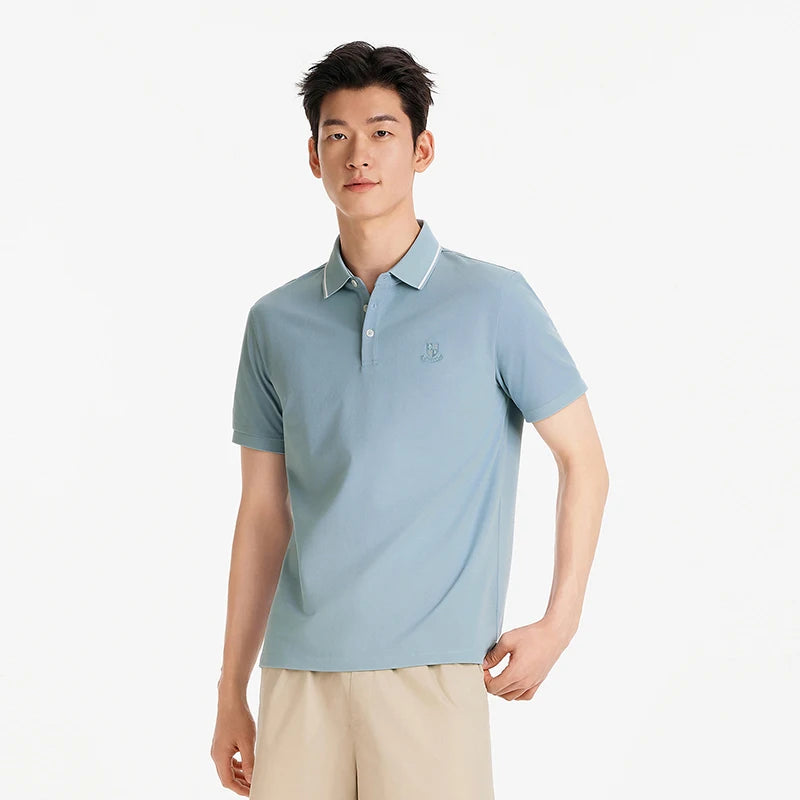 Semir Mens Polo 2026 Short Sleeve Cool Feeling Antibacterial Tops Color Block Lapel Casual Style Soft Daily Wear