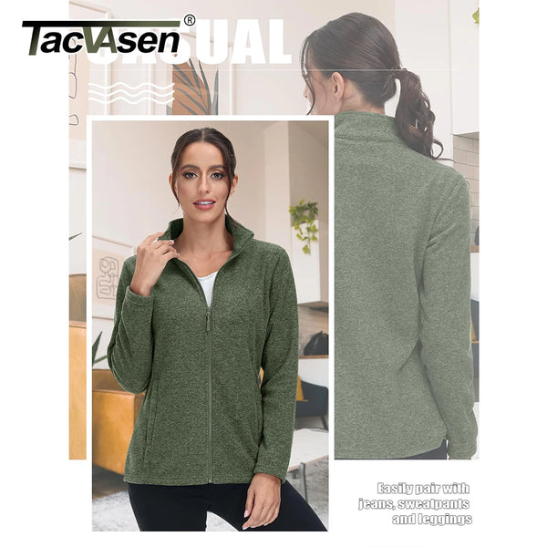 TACVASEN Spring/Autumn Lightweight Fleece Jackets Womens Sports Warm Sweatshirts Thermal Casual Turtleneck Sweater Coats Tops