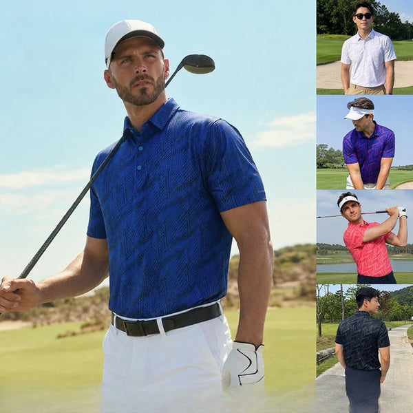 PGM Golf Men's Summer Short sleeved T-shirt Printed Polo Shirt Mesh Breathable Moisture Absorbing Quick drying Sports Top YF913