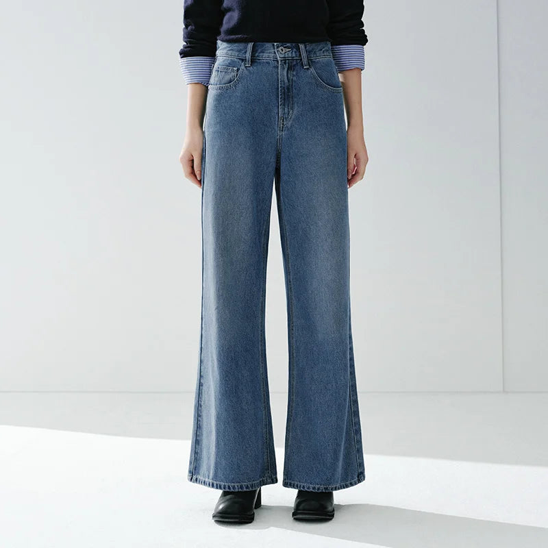 Semir Flared Denim Pants woman Spring Distressed Loose Slim Soft Comfortable Retro Slight Flare Casual Streetwear Trendy Women