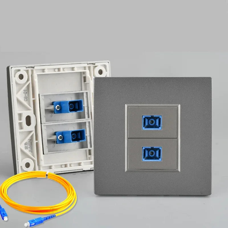 Depoguye Wall-mounted one port fiber optic information socket panel, SC fiber optic wall connector panel with fiber optic cable