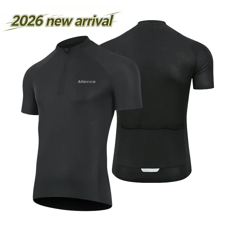 Mieyco Men's Short‑Sleeve Bike Cycling Jersey Quick Dry Moisture Wicking Breathable Biking Top With 3 Rear Pockets
