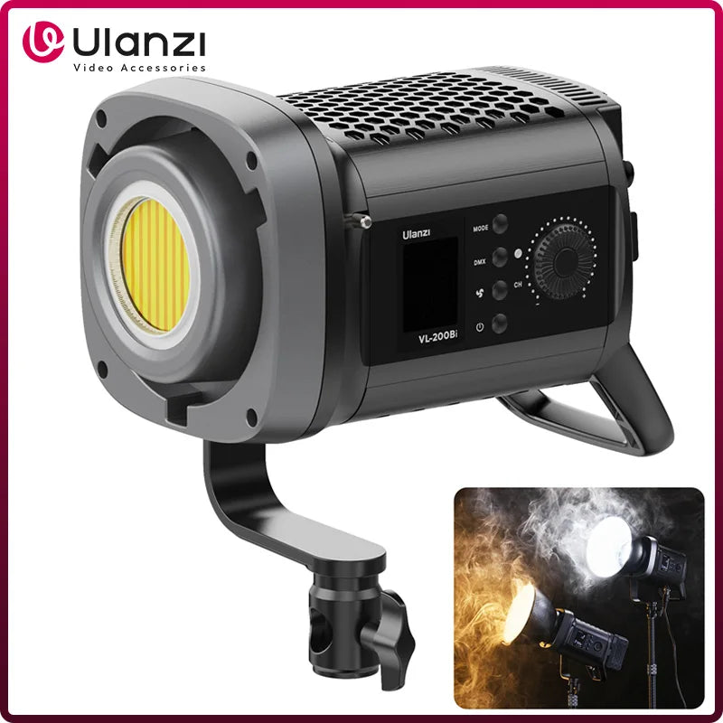 ភ្លើងវីដេអូ Ulanzi VL-200Bi 200W V-Mount COB ឥតខ្សែ បញ្ជាតាមកម្មវិធី 2700K-6500K សម្រាប់ការថតរូបវីដេអូកំប្លែង
