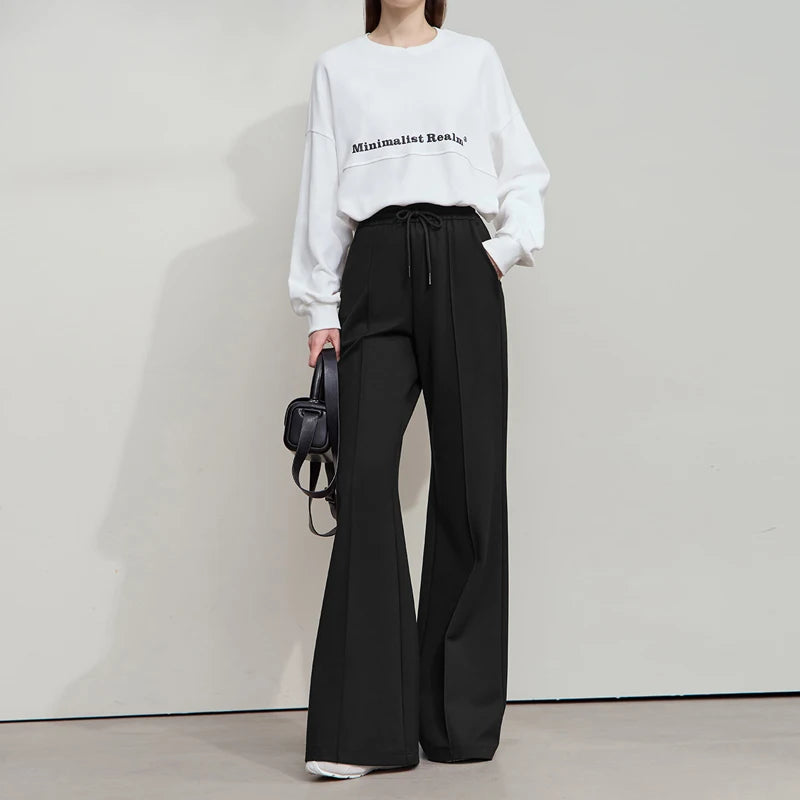 Amii Minimalist Flared Pants 2026 Autumn New College Style Elastic Casual Loose Pants For Woman Knitted Women Trousers 12523064
