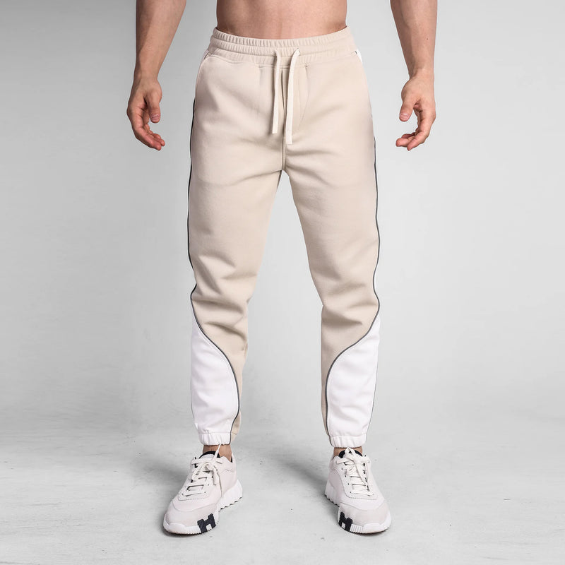 2026 New Winter Men Cuffed Sports Pants, Fashionable Loose-fitting Sweatpants, Black and Gray Color-blocked Casual Trousers