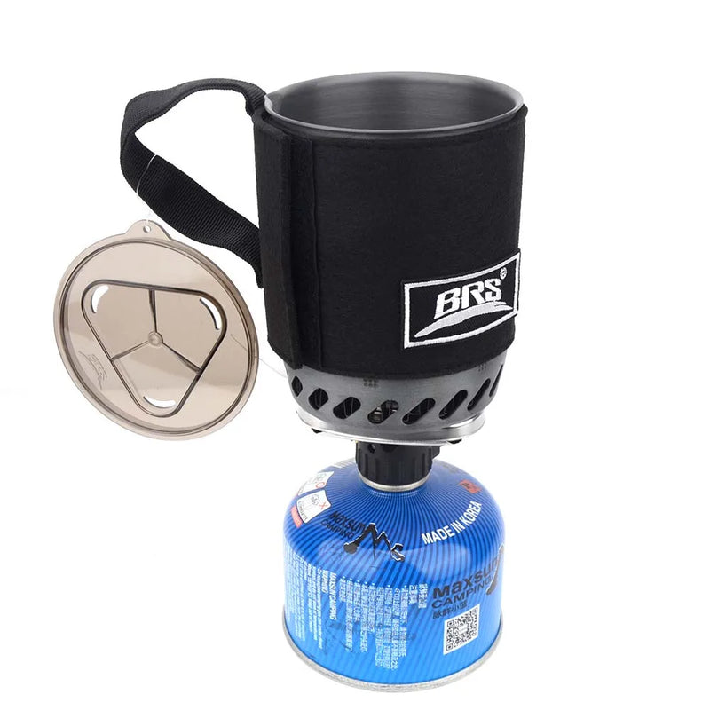 1500W BRS 61 Outdoor  Integrated Heat Collecting Pot Burner Ultralight Portable Hiking Furnace Cooking Backpacking Stove System