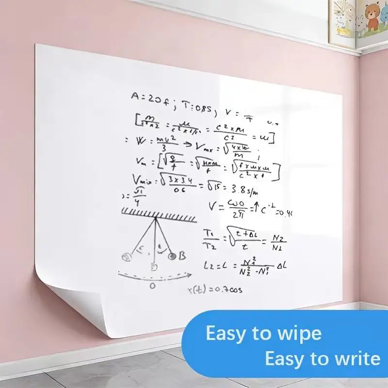 Self-Adhesive Whiteboard Wall Sticker – Silent Writing for Office, Library, Home, Removable & Quiet