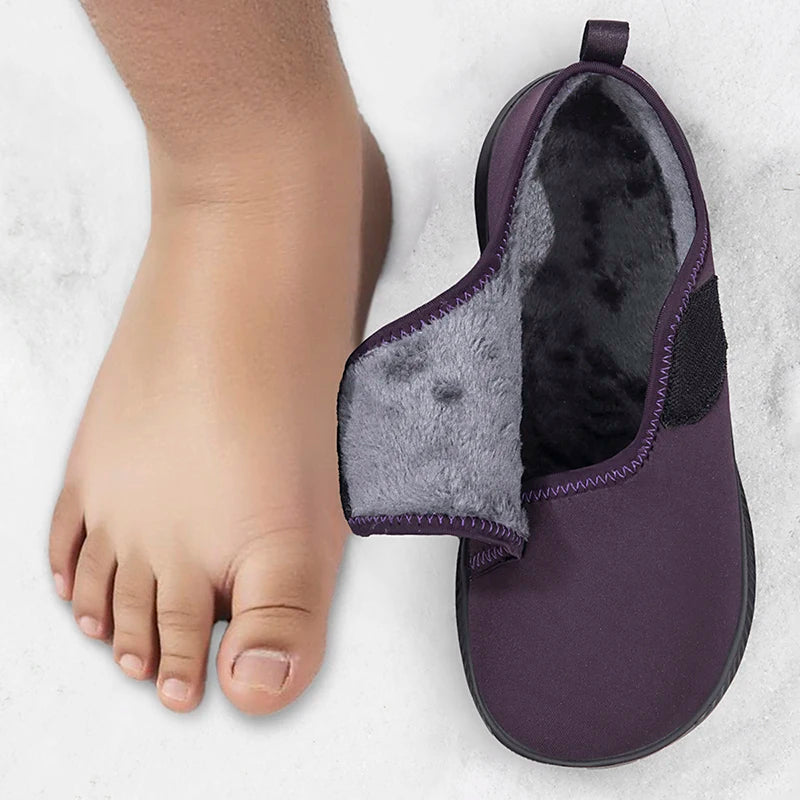 Winter Open Elderly Shoes With Plush For Diabetic Swollen Foot Wide Width Hallux Valgus Bunion Thumb Eversion For Men Women