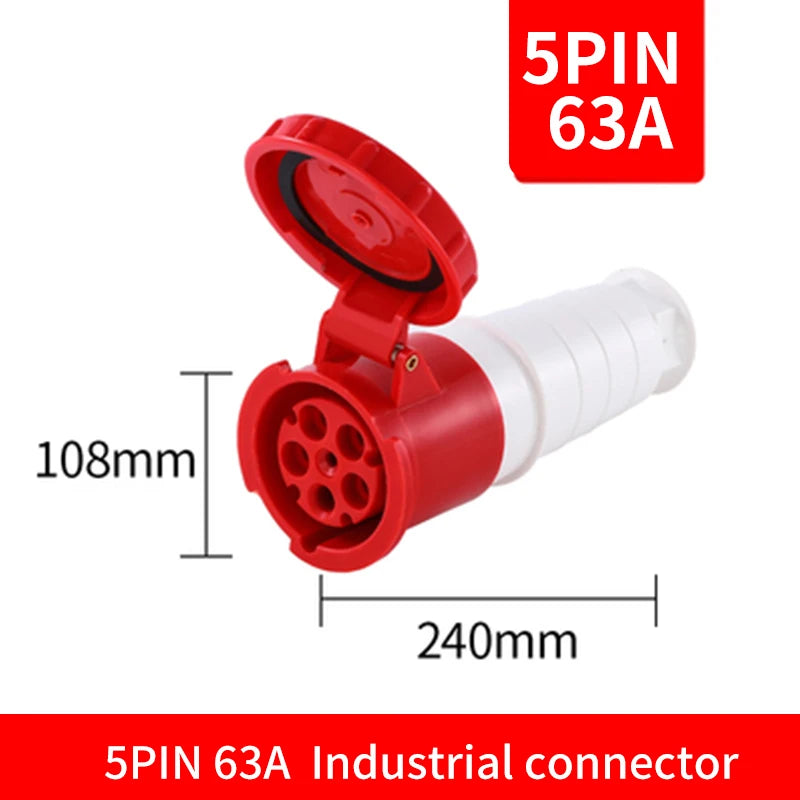 Waterproof Industrial Plug3 Pole 4 Pole 5 Pin dustproof socket IP67 Male and Female 63a 125a Mounted industrial socket 380V 415V