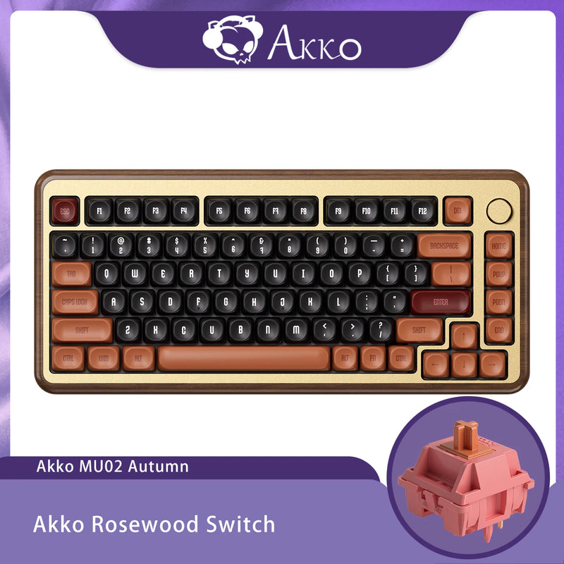 Akko MU02 75% Mountain Seclusion Wooden Mechanical Keyboard RGB Hot-swappable BT5.0/2.4G Wireless & Type-C Wired Gaming Keyboard