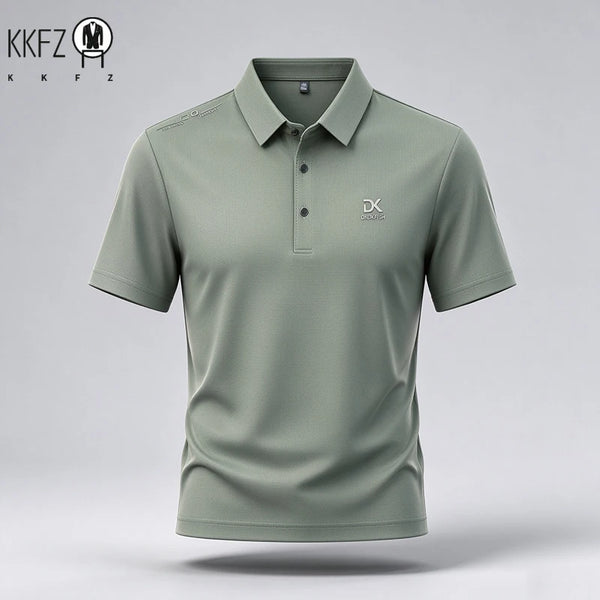 Summer Mens Lapel Embroidered Polo T Shirt Short Sleeve Comfortable Wrinkle Free Top For Business Daily Outfit