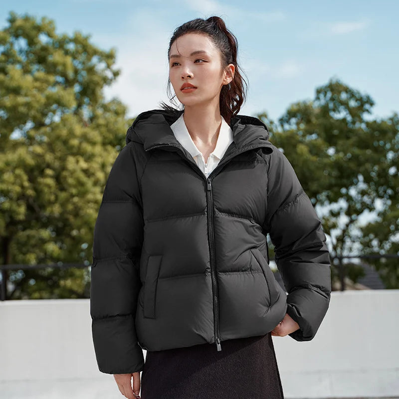 Semir White Duck Down Jacket Warm Slim Women 2025 Winter Lightweight Casual Fashion Coat Loose Fit Short Style