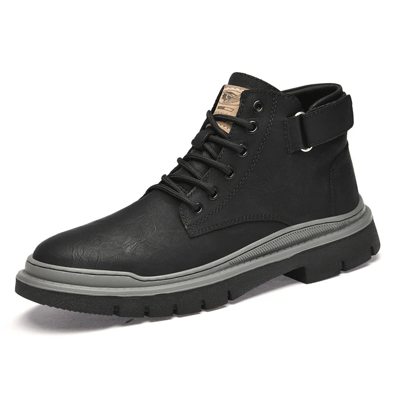 Winter Mens Casual Leather Boots Men Genuine Leather Ankle Boots Booties High Quality Handmade Shoes Botas Hombre Cuero