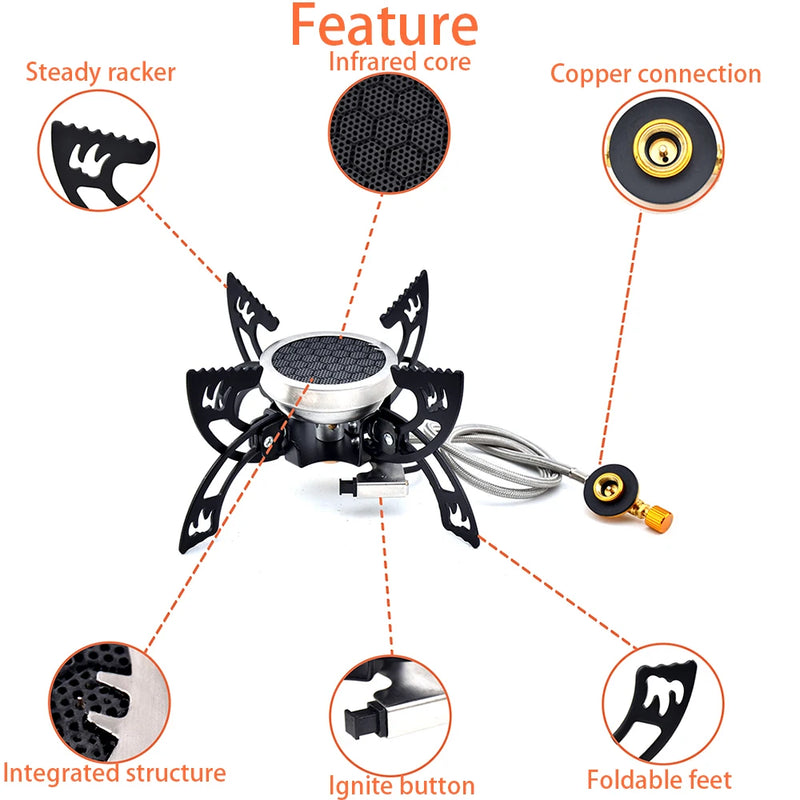 2025 New 4200W Foldable Camping Cooker Burners Wind Resistant Flame Stability Compacts Portable Design for Outdoor Cooking