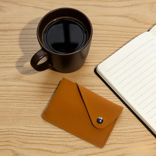 Minimalist Style Envelope Snap Closure PU Business Card Holder, Portable and Lightweight, Card Holder Wallet.