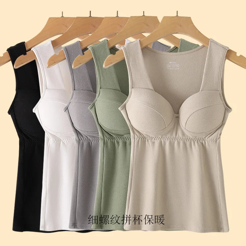 Thermal Vest German Velvet Chest Pad Underwear Bottoming Shirt Women Autumn Winter Sleepwear Top One Piece Pajamas Lingerie