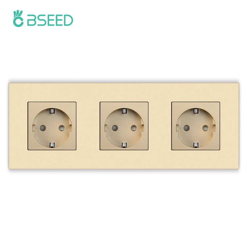 BSEED 1/2/3Gang 1Way Mechanical Light Switch Plus Electrical Outlets Plastic Frame Wall Switch On Off Power Socket