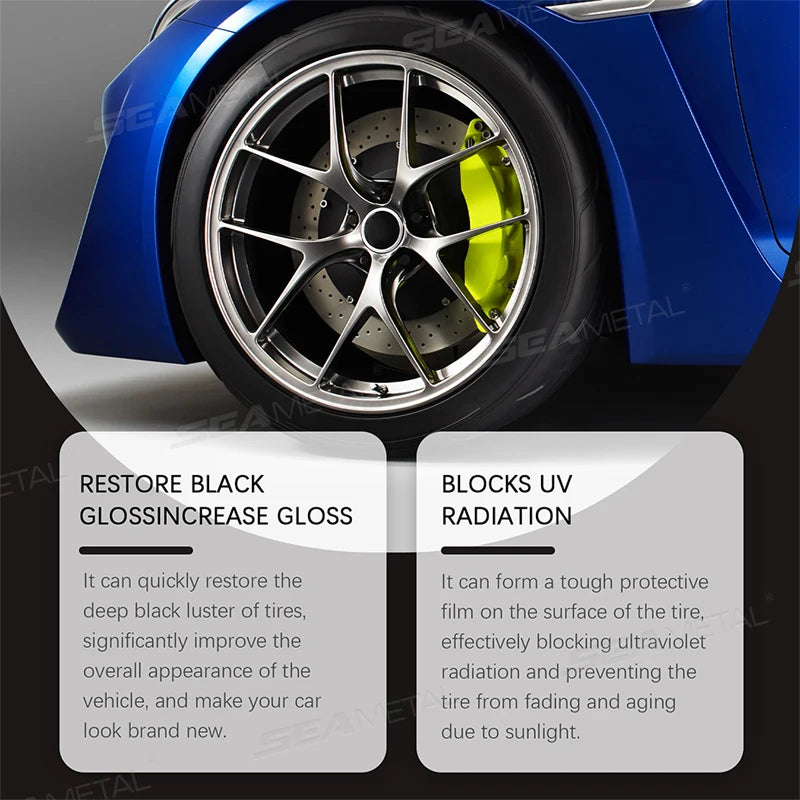SEAMETAL Premium Tire Renewal Wax Long Lasting Shine Car Wheel Polish Restorer Anti-Dust Protection Prevents Aging&Cracking