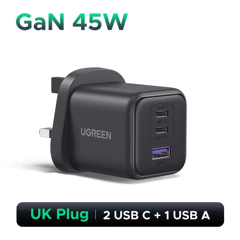 【UK Plug】UGREEN 45W 30W 20W GaN Charger PD 3.0 USB C Phone Charger For iPhone 17 16 15 Pro Samsung S25 Xiaomi Tablet iPad Air