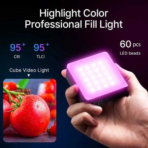 ភ្លើងវីដេអូ Ulanzi VL49 RGB PRO បានធ្វើបច្ចុប្បន្នភាពពណ៌ពេញលេញ LED វីដេអូ 2500mAh 2500K-9000K ភ្លើងកាមេរ៉ា ជាមួយនឹងឧបករណ៍បំបែក Honeycomb សម្រាប់ការថតរូប