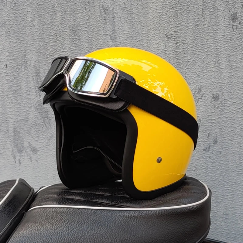 Retro Open Face Motorcycle Helmet Genuine Vintage FiberGlass Scooter Riding 3/4 Jet Casco DOT Approved Moto Capacete orz-tx-500