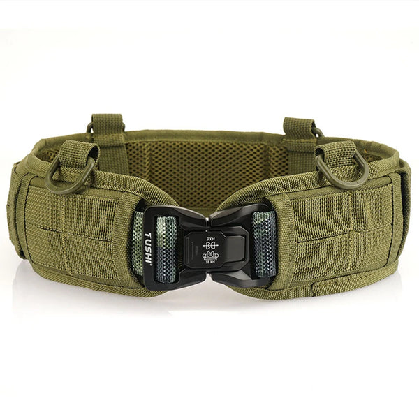 TUSHI New Sports Combat Belt Quick Release Tactical Belt Alloy Fishing belt Men's Canvas Waistband Outdoor Hunting Hiking Tools