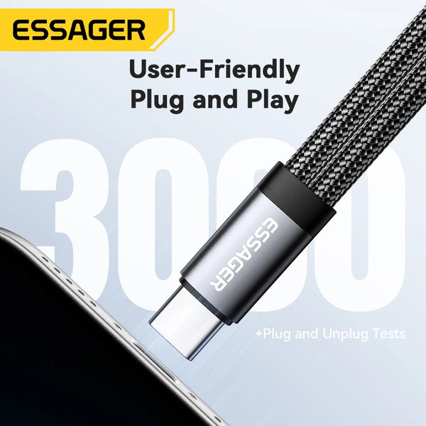 Essager 2 in 1 Type C to 3.5mm AUX Cable Headphone Adapter PD 60W សាកថ្មលឿនសម្រាប់ iPhone 16 15 Samsung Xiaomi 14 13 Tablet PC