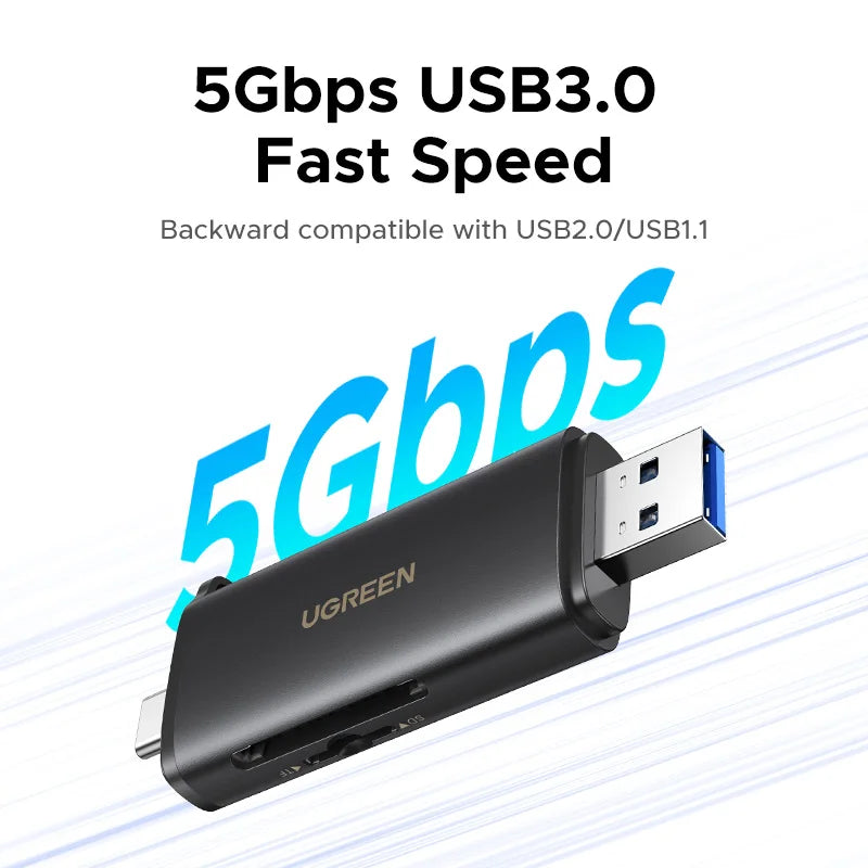 UGREEN USB C SD 4.0 Card Reader USB Memory Card Reader 312MB/s USB3.0&USB C to SD Micro SD TF Card for PC Laptop UHS-II/UHS-I