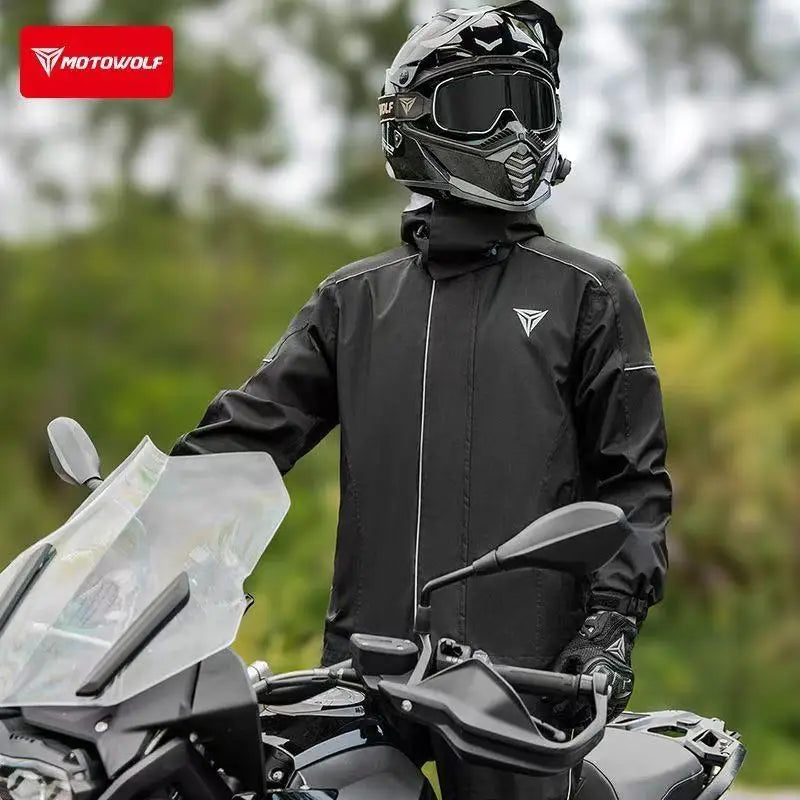 ឈុតអាវភ្លៀងម៉ូតូ MOTOWOLF ឈុតភ្លៀងសម្រាប់បុរសនារី អាវស្តើងស្រាល ការពារទឹក ការពារព្យុះ ការពារភ្លៀង