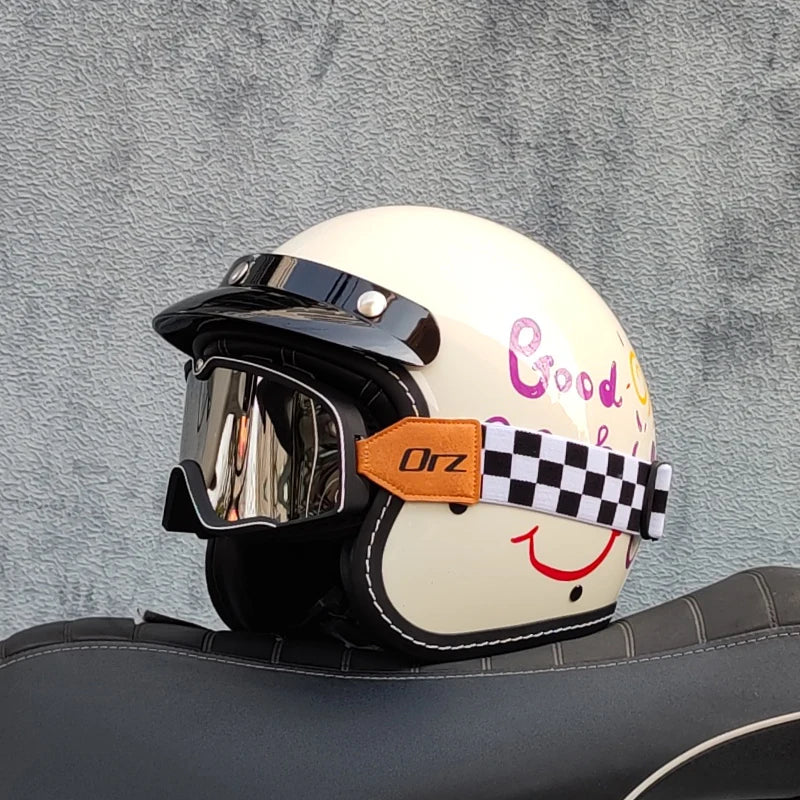 ORZ High-Quality Motorcycle Retro Helmet 3/4 Semi Covered Helmet Couple Scooter Cascos Para Moto Capacetes De Moto