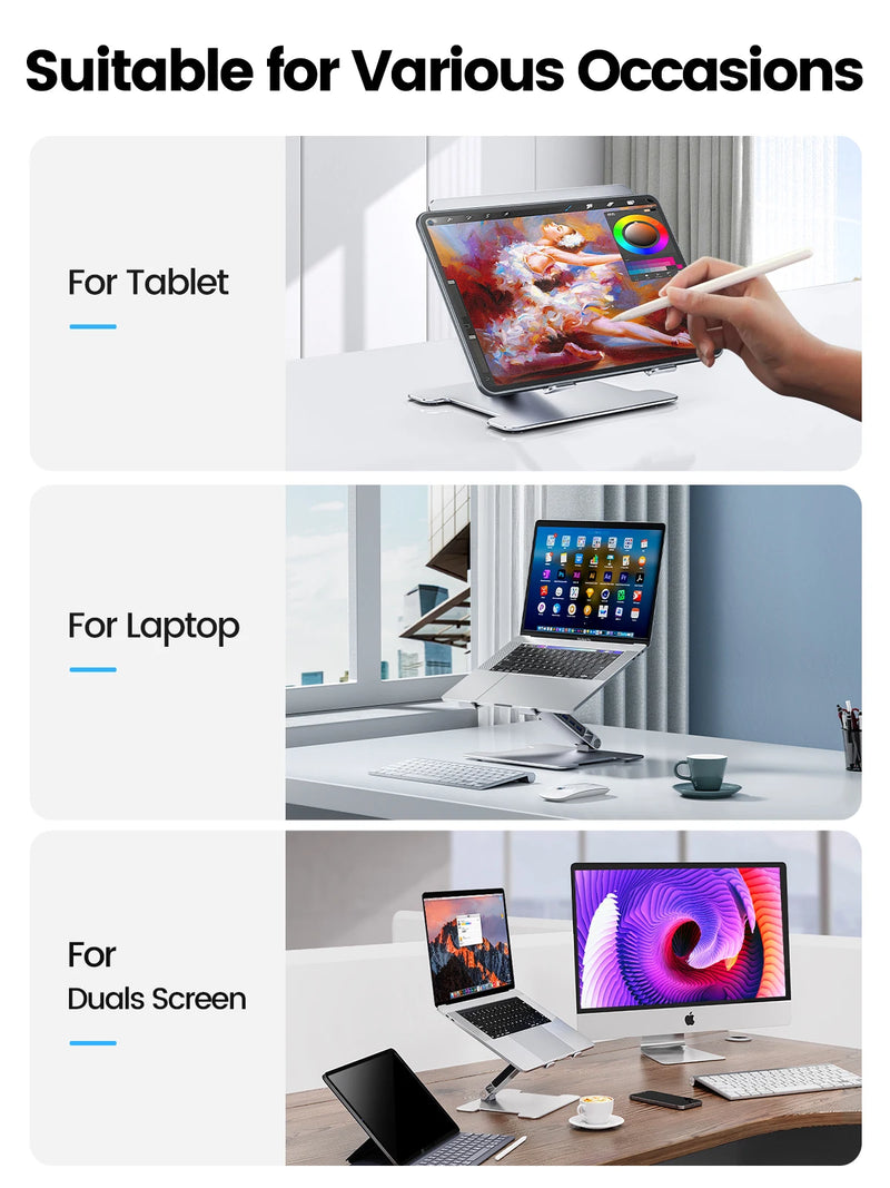 ORICO 4 Port USB3.0 Foldable Laptop Stand Aluminum Notebook Riser Desktop Laptop Cooling Stand for MacBook Dell