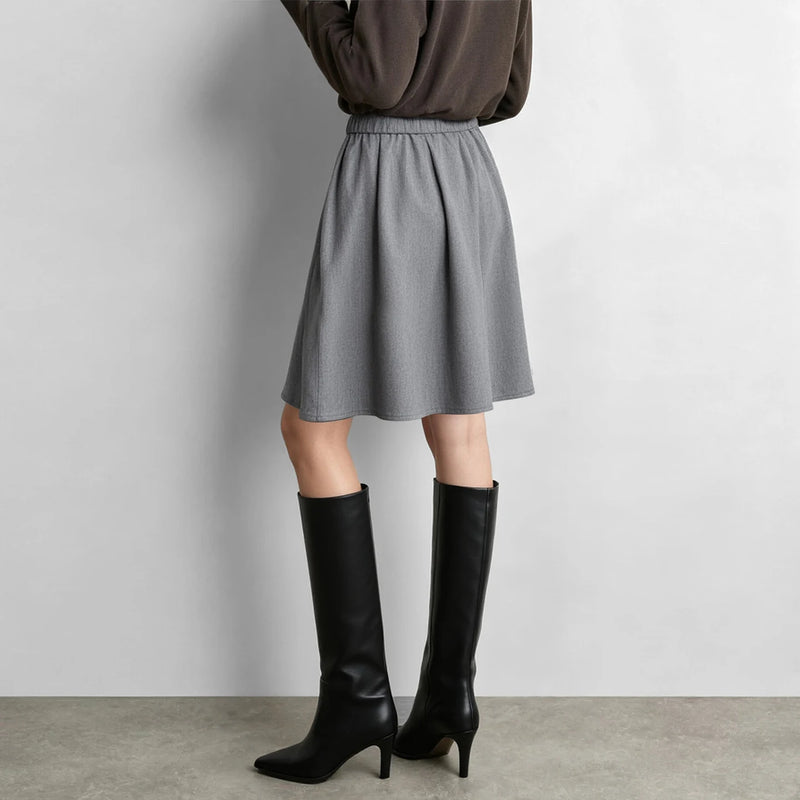 Amii  A-Line Midi Skirt Elastic Waist Loose Fit Pockets Slimming ECommuter Minimalist Winter 2026 Women's Clothes 12624026