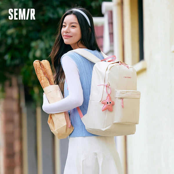 Semir Backpack Men 2025 New Campus Student Bag Large Capacity Laptop Compartment Color Block Design Outdoor Travel Rucksack
