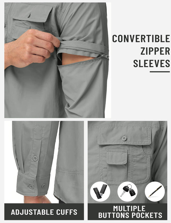 TACVASEN Mens Summer Quick Dry Short Sleeve Cargo Shirts UV Protection Nylon Fishing Shirts Button Down Work Shirts with Pockets