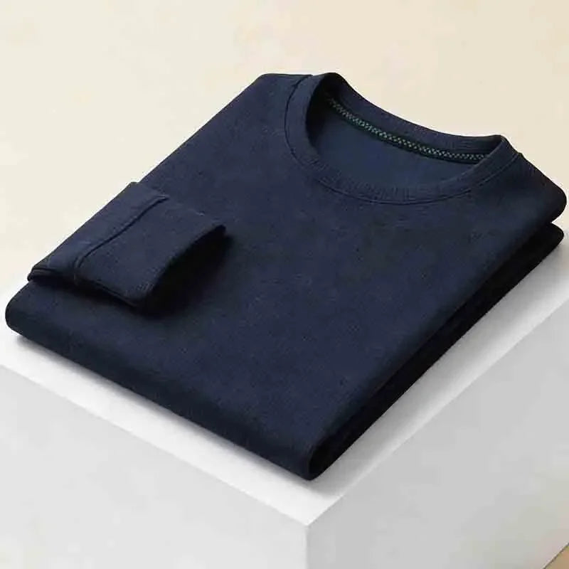 Classic Men's Solid  Crew Neck Long Sleeve Sweater Soft Touch Business Casual Top for Daily Life