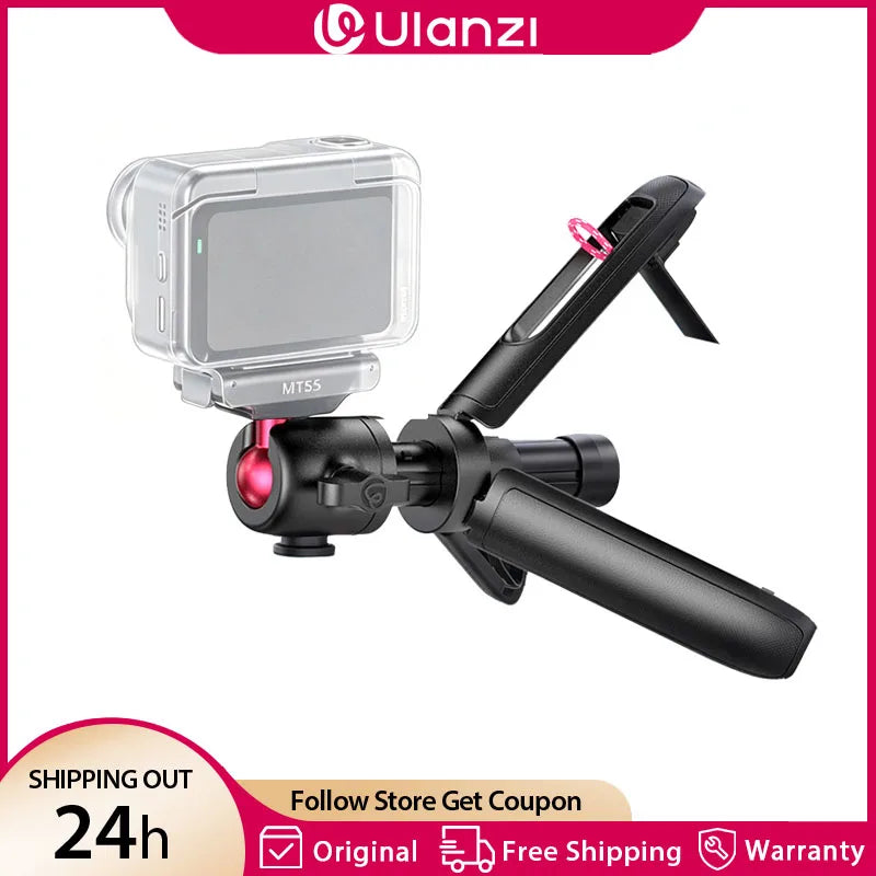 ជើងទ្រកាមេរ៉ា Ulanzi MT55 SnapGo Mini Selfie Stick សម្រាប់ Go Ultra DJI Action 6 ជើងទ្រកាមេរ៉ាម៉ាញេទិក ដែលអាចលៃតម្រូវបាន 360° 4 ផ្នែក