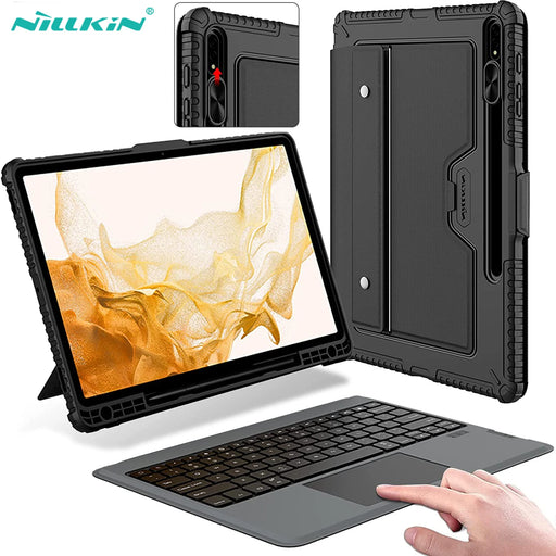 NILLKIN For Samsung Galaxy Tab S7 FE Case with Keyboard 12.4 inch Multi-Angle Detachable Bluetooth Keyboard Case For Tab S8 Plus