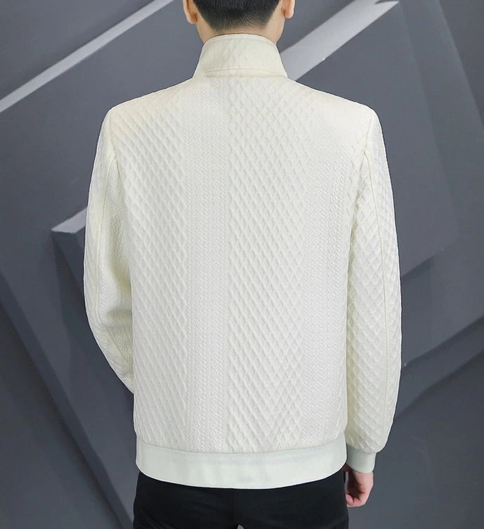2026 Spring New Arrival Men's Long-Sleeve Jacket Zipper-Front Stand Collar Coat Asian Sizes Available in Black and Beige