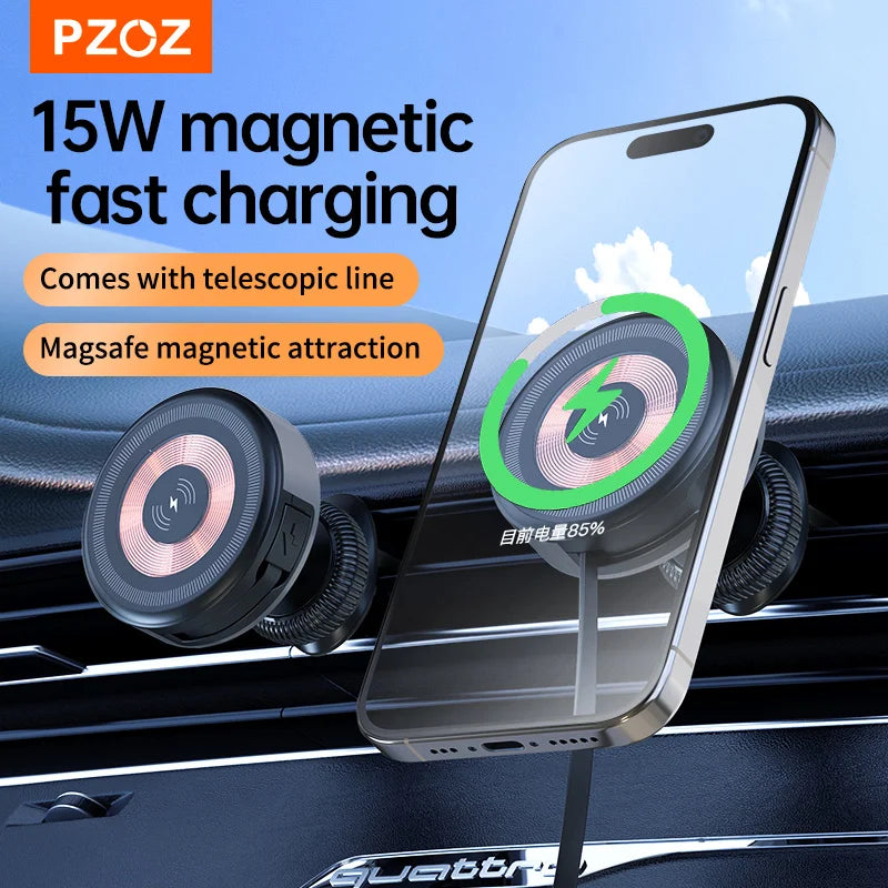 PZOZ Car Wireless Charger Magnetic bracket Car GPS Holder fast charging For iPhone 16 15 14 13 12 Pro Max Phone Holder