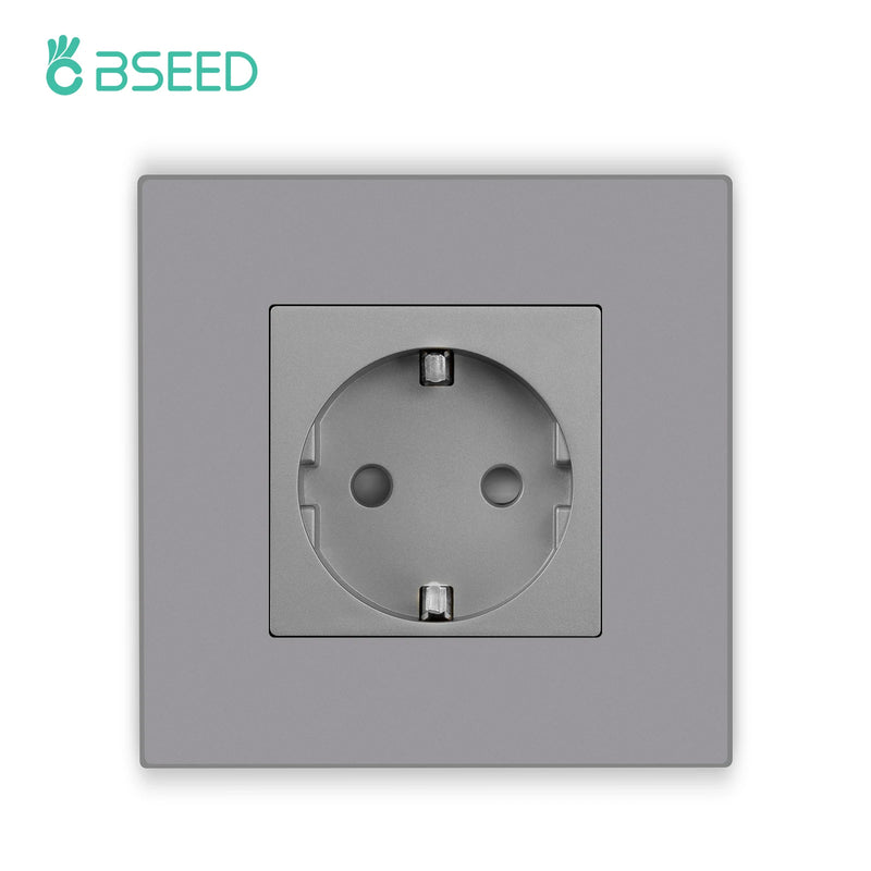 BSEED Button Light Switch 1/2/3Gang 1Way Wall Light Switch Plus Wall Power Socket Gray Plastic Frame Switch On Off