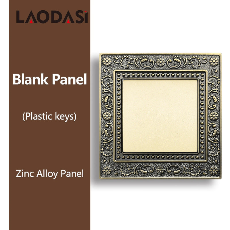 Deopoguye Vintage EU FR UK Light Switch Socket,Europe Standard Metal Zinc Alloy Push 1/2/3Gang Switch Panel for Home Improvement