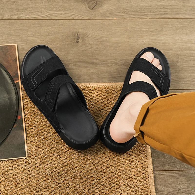Men's Casual Slippers Summer Breathable Lightweight Soft Sole Outdoor Beach Walking Shoes Slip On Slide Comfort Fashion Slippers