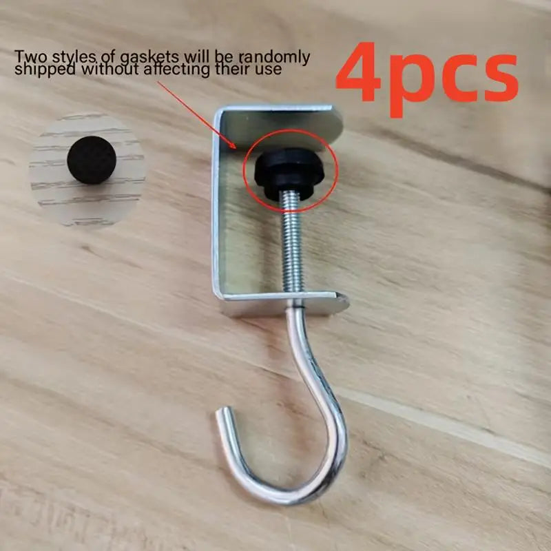 4pcs Removable Desk Hooks: Backpack Hanger & Headphone Stand, Portable Student Organizer