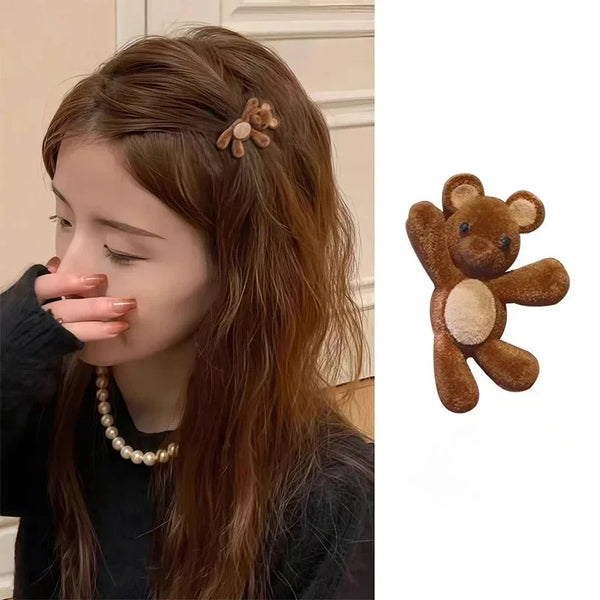 1pc Cute Waving Little Bear Side Clip, Delicate And Compact Hairpin for Bangs And Side Hair, Duckbill Clip, Hairpin Acces