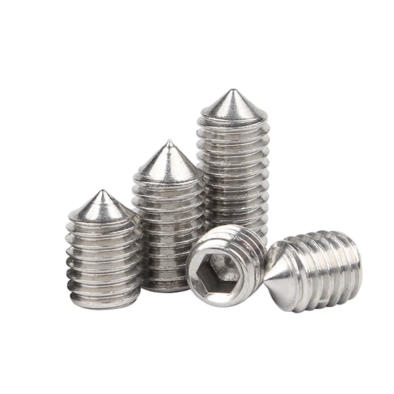 DIN914 304 -Stainless Steel Hex Socket Point Grub Screws M3 M4 M5 M6 M8 M10 Assortment Kit - High Hardness Fasteners Set
