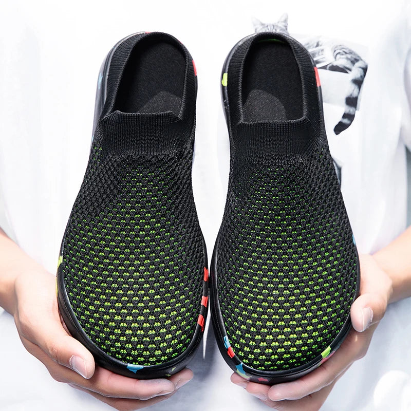 Summer Breathable Half Shoes Men Wide Foot Toes Shoes Hallux Valgus Diabetes Shoes Half Slippers Slip On Plus Big Size 47 48